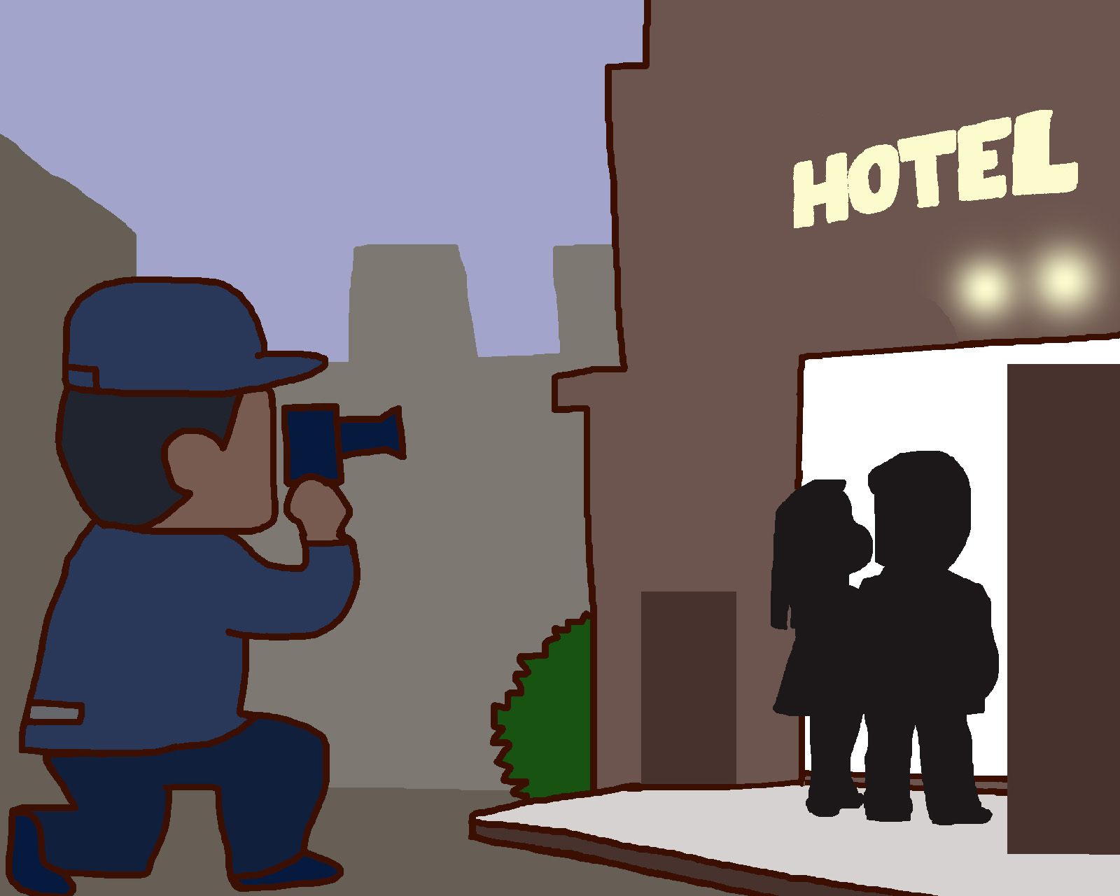 不倫　ホテルに入るふたりをカメラで撮る探偵